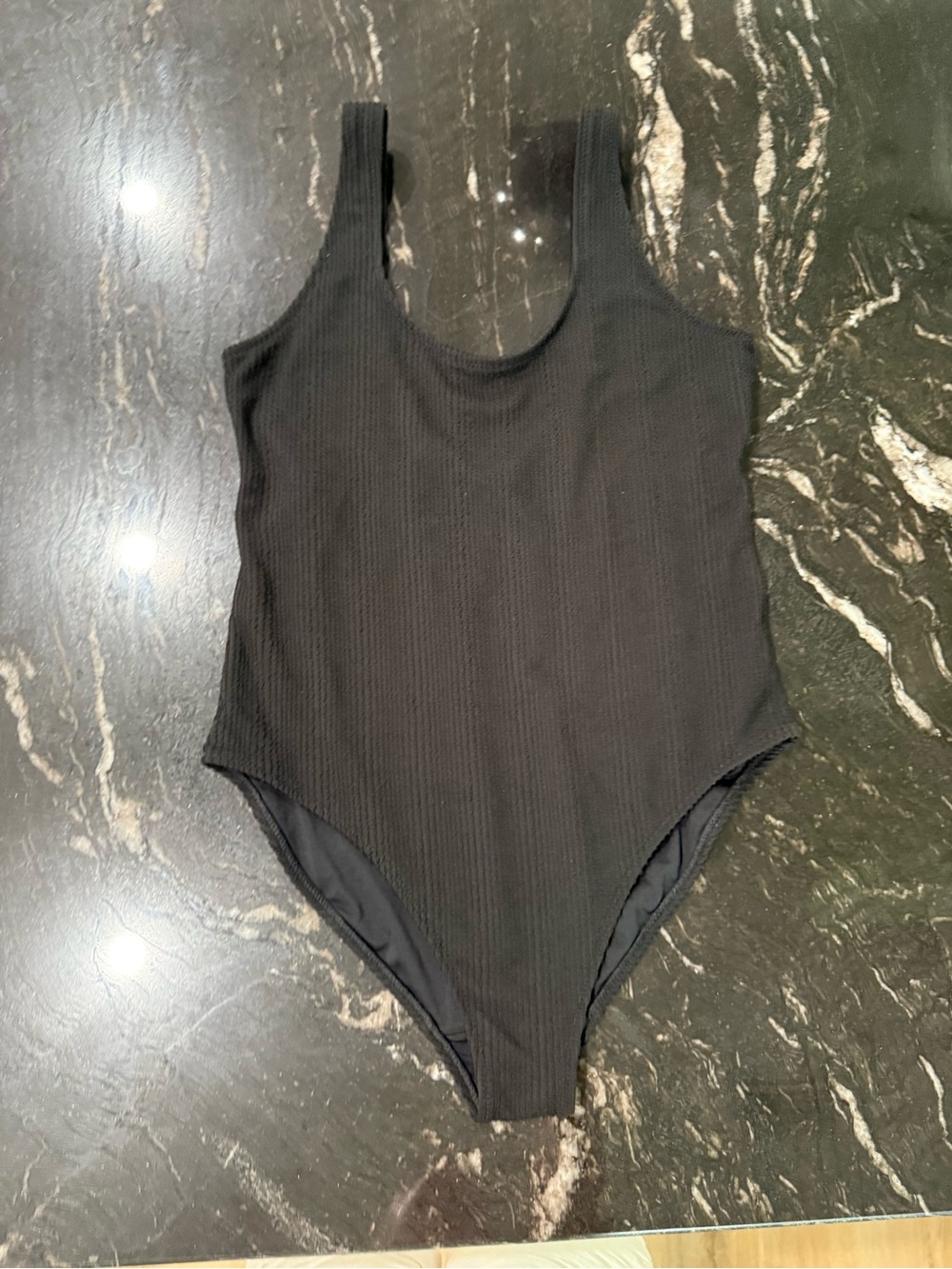 Black Textured One-Piece Mailot /Swimsuit by Old Navy in size L